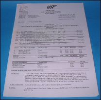 JAMES BOND DIE ANOTHER DAYProduction Call Sheet